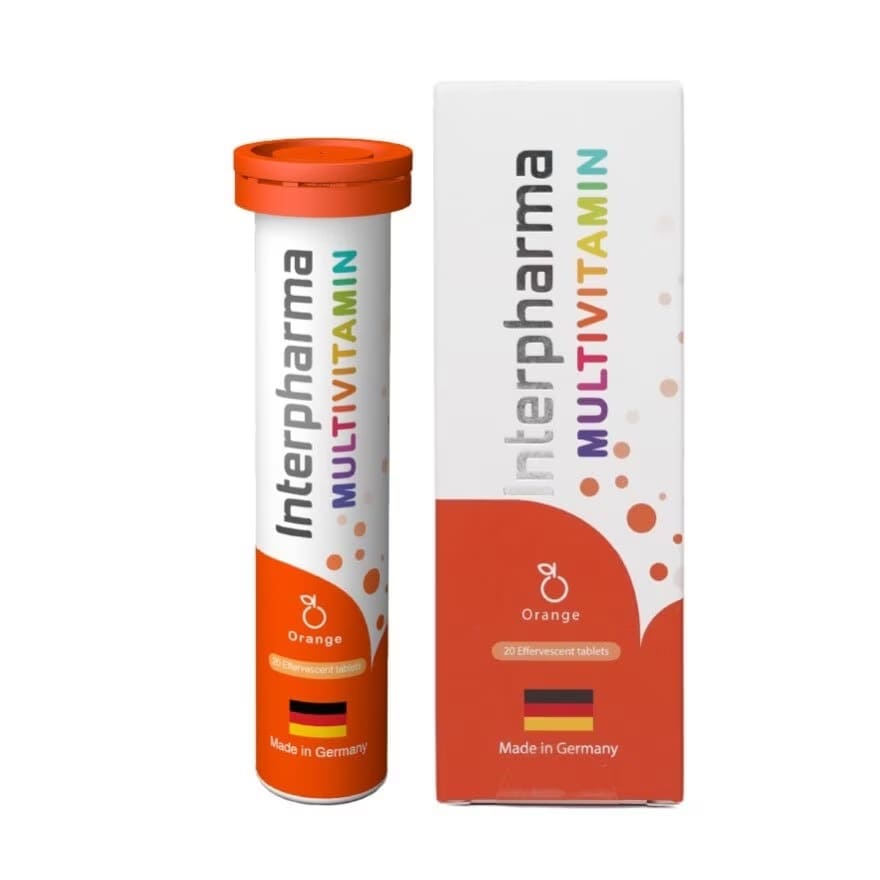 Interpharma Multivitamin Orange วิตามินรวม อาหารเสริมแบบเม็ดฟู่ ละลายเร็วดื่มง่าย